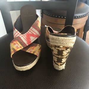 Authentic Tory Burch Pattern Wedges